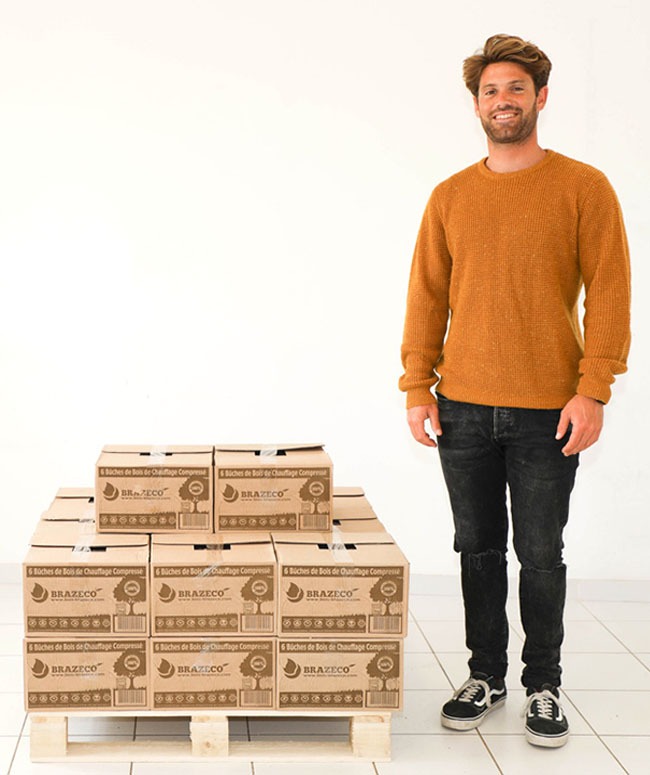 Bois compressé en palette de 96 cartons de 6 bûches livraison incluse