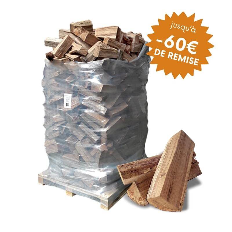 Bûches de bois sec 30cm - Bois de chauffage chêne sec palette