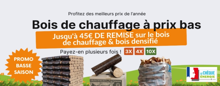 Bois de chauffage à prix bas BRAZECO jusqu'à 45 euros de remise sur le bois de chauffage et bois densifié