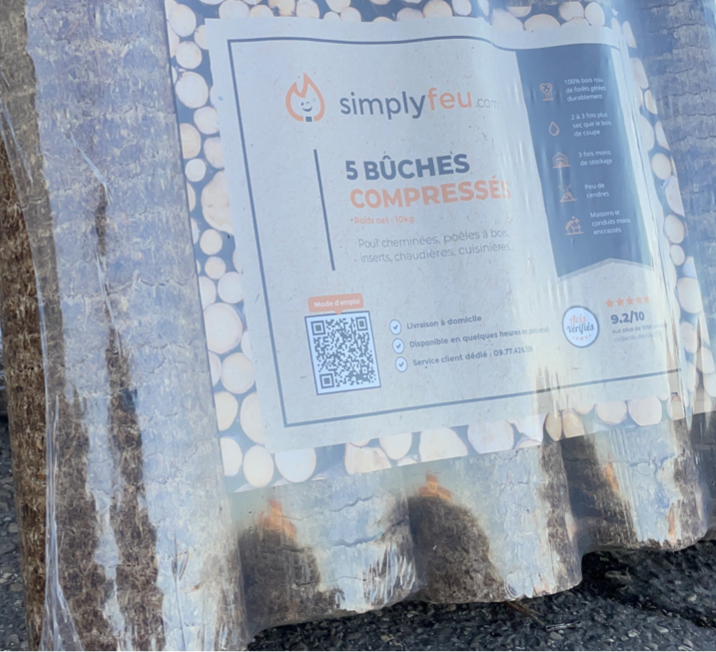 pack plastique polyéthylene buche compressée chauffage